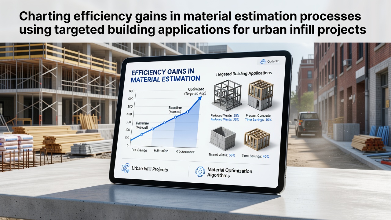 Charting efficiency gains in material estimation processes using targeted building applications for urban infill projects